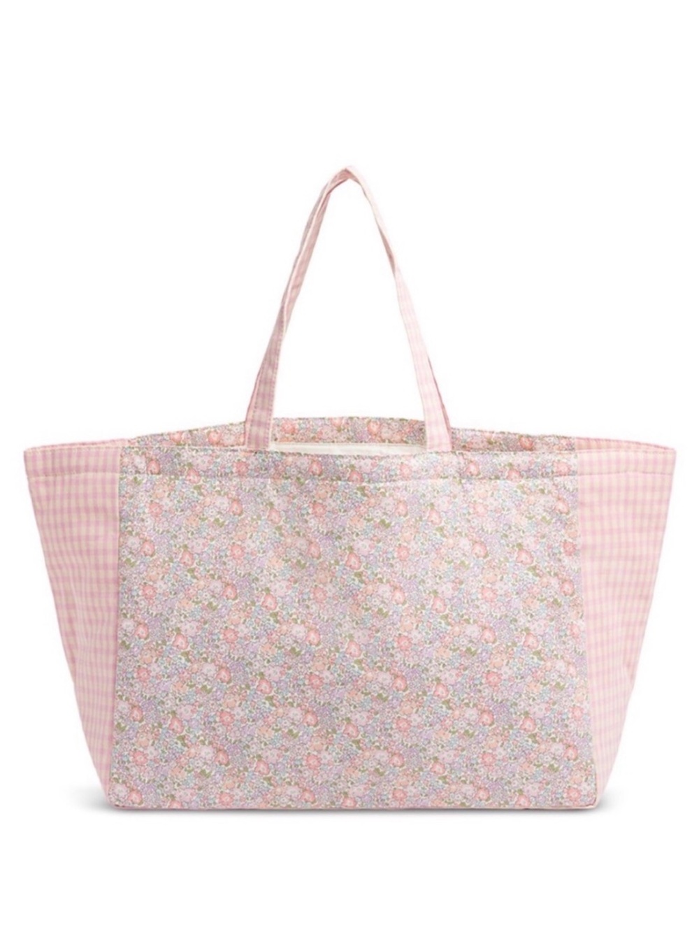 Stoney Clover Lane x Liberty London Fabric Pink Floral & Gingham Tote